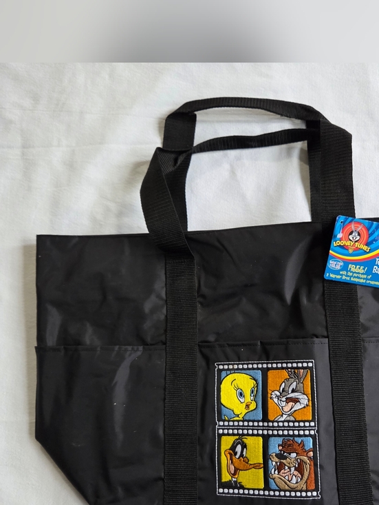 Warner Bros. Handbags - Looney Tunes Black Tote Bag with Character Patch